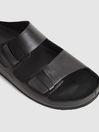 Reiss Black Boundary Leather Sliders