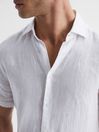 Reiss White Holiday Linen Slim Fit Shirt