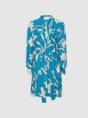 Reiss Blue Tilda Printed Shirt Dress