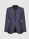 Reiss Airforce Blue Hiked Single Breasted Wool Blazer