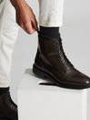 Reiss Brown Aden Leather Lace Up Boots