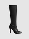 Reiss Black Cressida Leather Knee High Boots