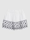 Reiss White Quinn Junior Embroidered Mini Skirt