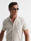 Reiss Stone Max Linen Blend Cuban Collar Shirt