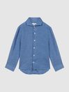Reiss Cornflower Blue Ruban Linen Regular Fit Shirt