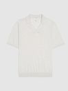 Reiss Light Oatmeal Shooter Open Collar Linen Blend Polo Shirt