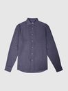 Reiss Steel Blue Ruban Linen Regular Fit Shirt