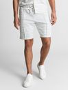 Reiss White/Soft Blue Dale Jersey Stripe Shorts
