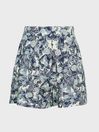 Reiss Blue Print Sky Linen Printed Shorts