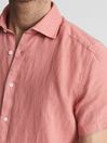Reiss Coral Holiday Linen Slim Fit Shirt