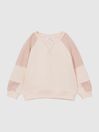 Reiss Pale Pink Brooke Junior Colourblock Jersey Sweatshirt