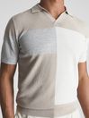 Reiss Natural Tondo Open Collar Colourblock Polo T-Shirt