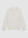 Reiss Milk Swift Senior Wool-Cashmere Blend Open Collar Polo