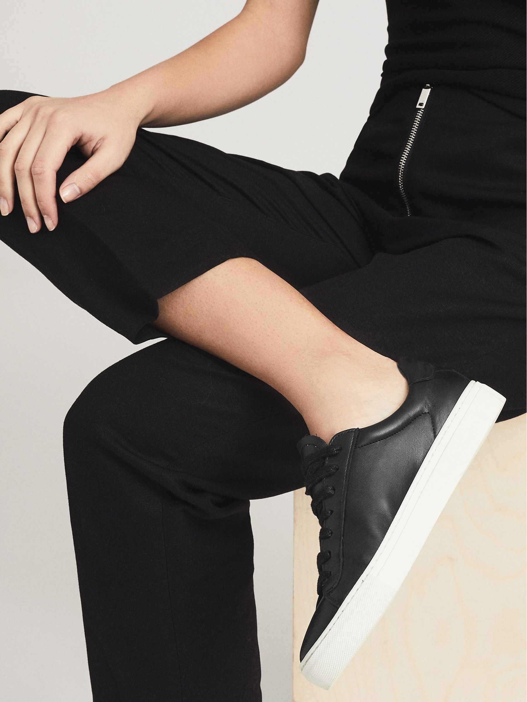 reiss leather trainers