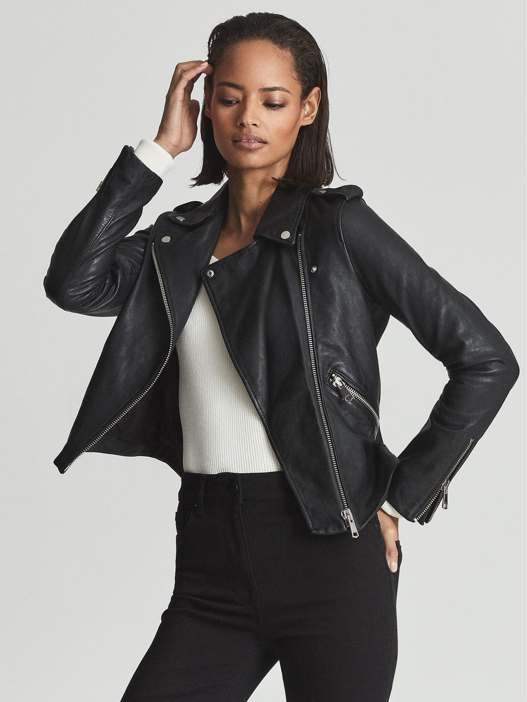 Reiss Gigi Leather Biker Jacket Reiss Usa 