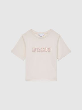 Pale Pink Reiss Jasmine Sequin T-Shirt
