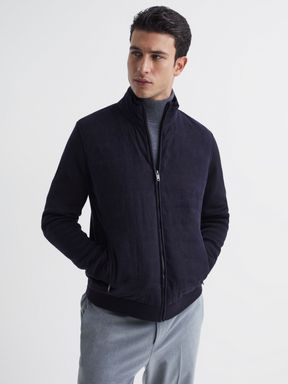 Navy Reiss Meteor Quilted Hybrid Jacket