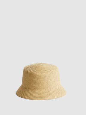 Neutral Reiss Lexi Woven Bucket Hat