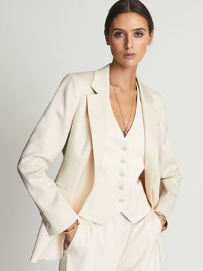 White Reiss Luna Premium Single Breasted Suit Blazer