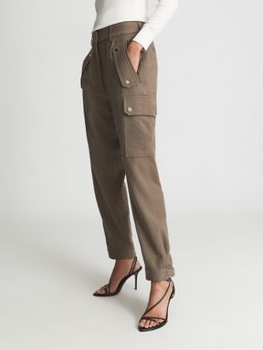 Taupe Reiss Kyla Wool Blend Combat Trousers