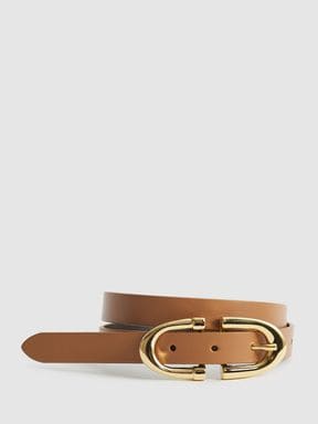 Tan Reiss Bailey Horseshoe Buckle Leather Belt
