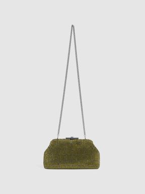 Pistachio Reiss Adaline Embellished Clutch Bag