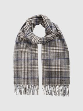 Monochrome Reiss Jojo Wool and Cashmere Blend Check Scarf