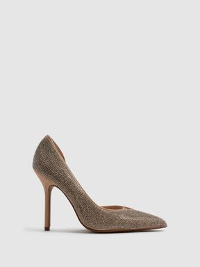 Biscuit Reiss Baines Crystal Pointed Court Heels