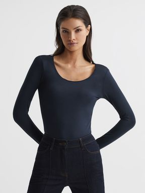 Teal Reiss Cassidy Long Sleeve Scoop Neck Body