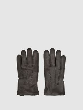 Black Reiss Iowa Leather Gloves