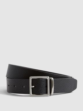 Black Reiss Cooper Grained Leather Belt