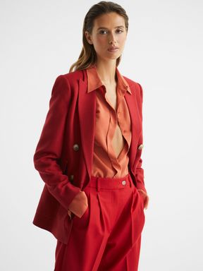 Red Reiss Lola Double Breasted Blazer
