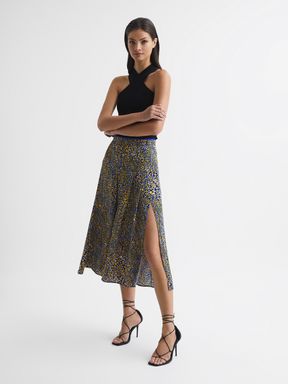 Blue Reiss Kolbie Printed Slip Skirt