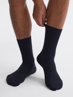 Navy Reiss Corby Wool Cashmere Blend Socks