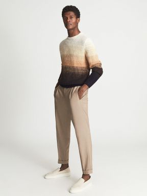 Camel Reiss Seth Striped Ombre Knitted Jumper