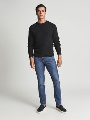Charcoal Reiss Becton Ribbed Jumper