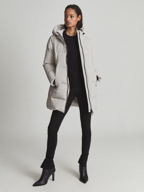Neutral Reiss Astrid Mid Length Puffer Jacket