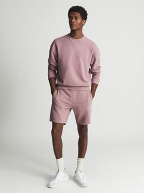 Dust Pink Reiss Henry Garment Dye Jersey Shorts