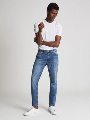 Blue Reiss Quay Tapered Slim Fit Jeans
