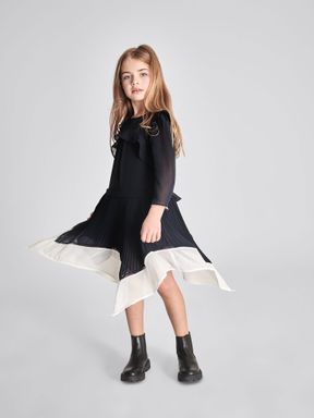 Navy Reiss Tobi Junior Sheer Midi Dress