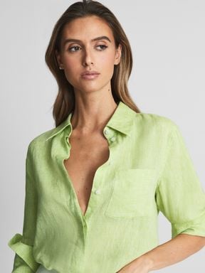 Lime Reiss Campbell Linen Shirt