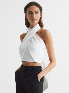 White Reiss Alanis Halter Occasion Top