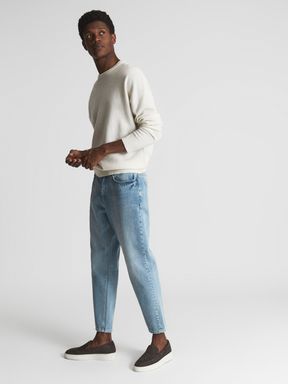 Washed Blue Reiss Benedict Washed Cropped Jeans