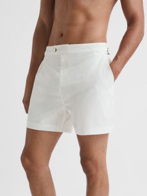 White Reiss Sun Side Adjuster Swim Shorts