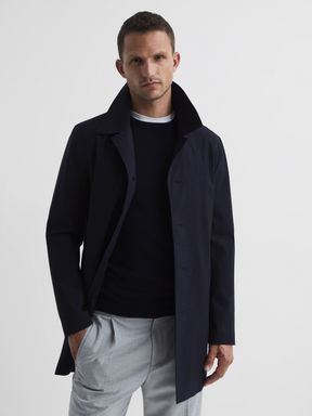 Navy Reiss Perrin Mac With Removable Zip Neck Inserts