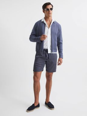 Ecru/Charc Reiss Owen Striped Shorts