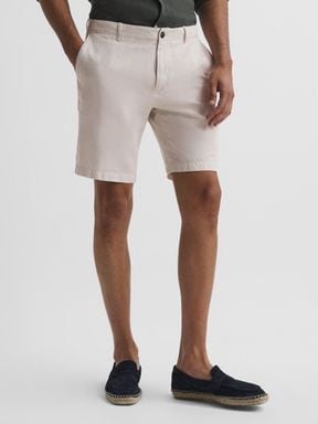 Stone Reiss Ezra Cotton Linen Blend Shorts