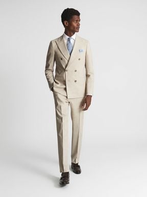 Stone Reiss Venture Prince Of Wales Check Tailored Trousers