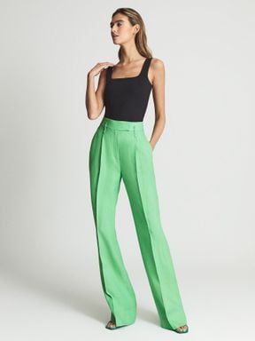 Green Reiss Gracey Wide Leg Tailored Trousers