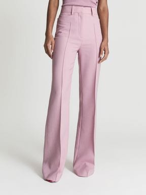 Pink Reiss Aura Tailored Flare Trousers